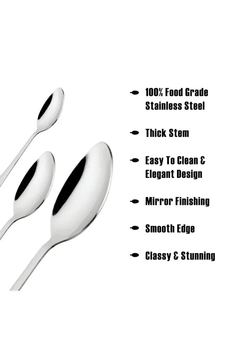Prabha Stainless Steel Petal Tea Spoon Set - 14cm