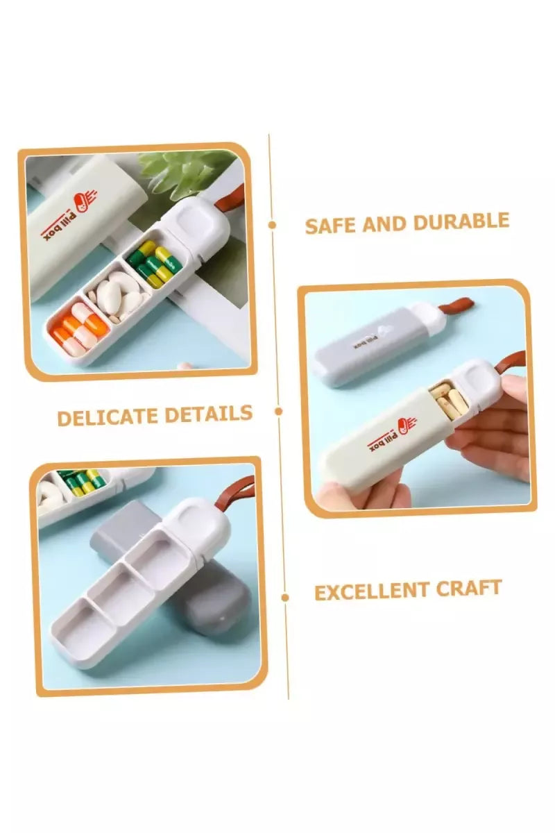 Plastic Portable 3 Compartments Pill Box - Pack of 1