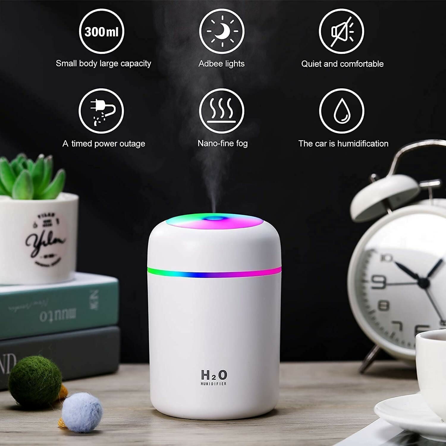 Portable H2O Humidifier - Pack of 1 ( Random Color )