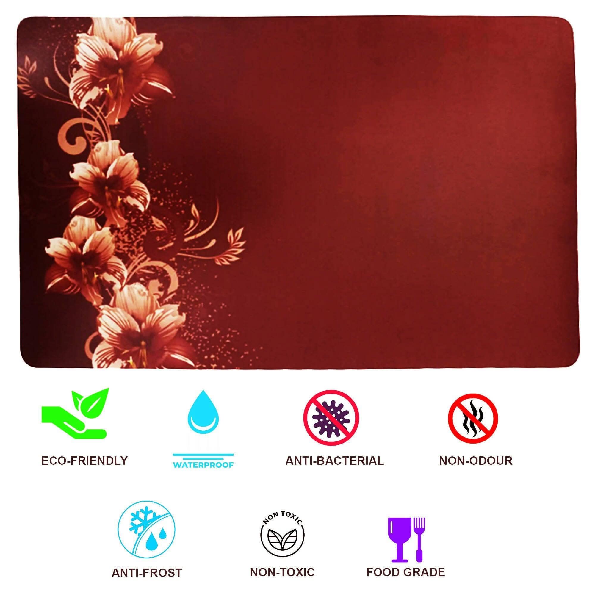 WISHLAND Double Door Fridge Cover Combo Set of 1 Fridge Cover + 1 Fridge Handle Cover + 4 Multipurpose Fridge Mats (Brown)