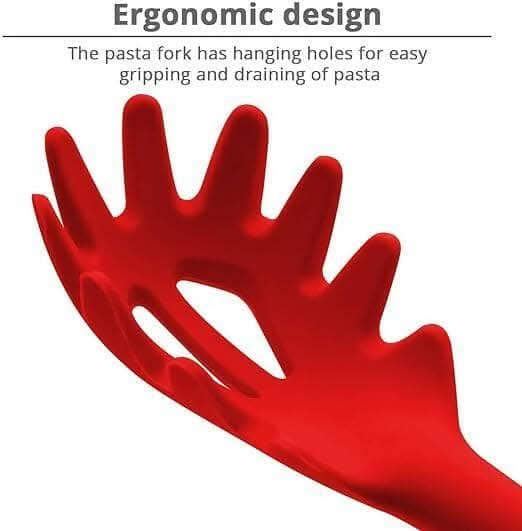 P-Plus International Silicone Pasta Fork – Food Grade & Heat-Resistant (Red)