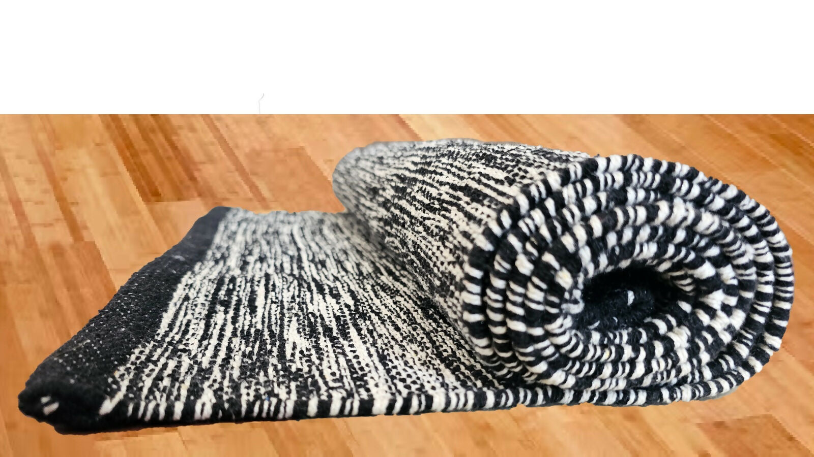 AaHo Feather Fur Hand-Woven Runner Soft Carpet for Living Room & Hall (22x55 inch, Back and White)