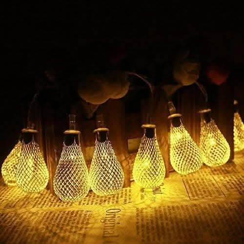 Golden String Lights Metal water drop light for home Decoration Lights (14 lights)