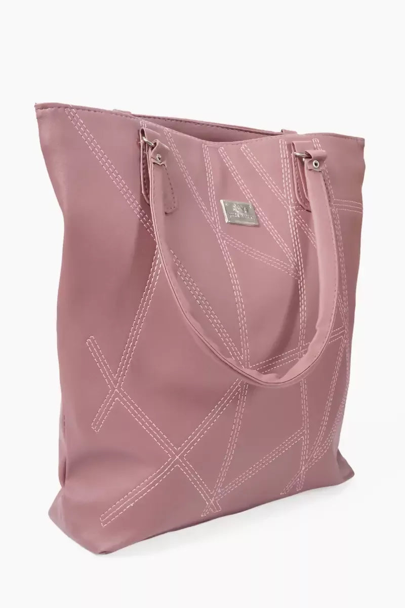 Women’s Faux Leather Solid Hand Bag - Pink