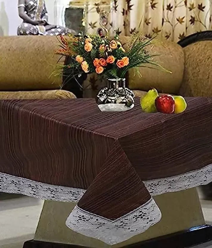 Mopak Decor Table Cloth – 3D Print with Elegant Lace (Dark Brown)