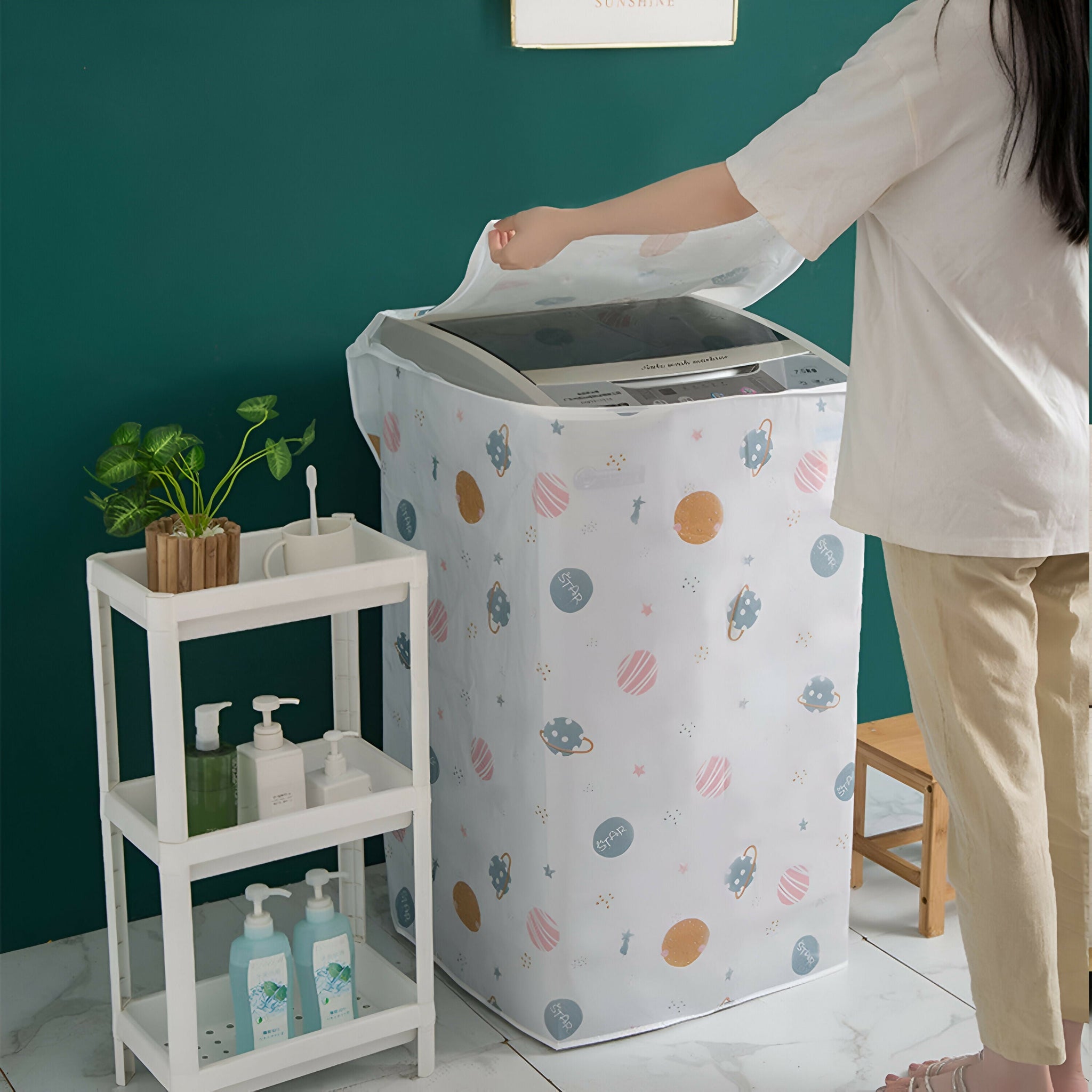 Waterproof Anti-Slip Washing Machine Top Cover – Dustproof & Stain-Resistant (Top Load, 57x56x84cm) - Assorted Design