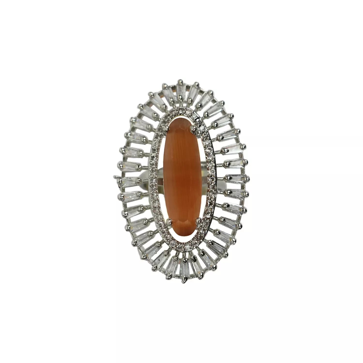 Oval Ring with Vibrant Orange Gemstone – Elegant Statement Jewelry for Women