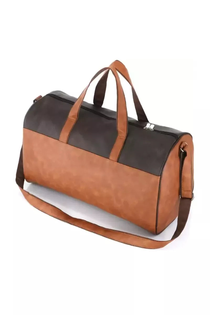 Premium Leatherette Travel Duffle Bag for Unisex - Tan
