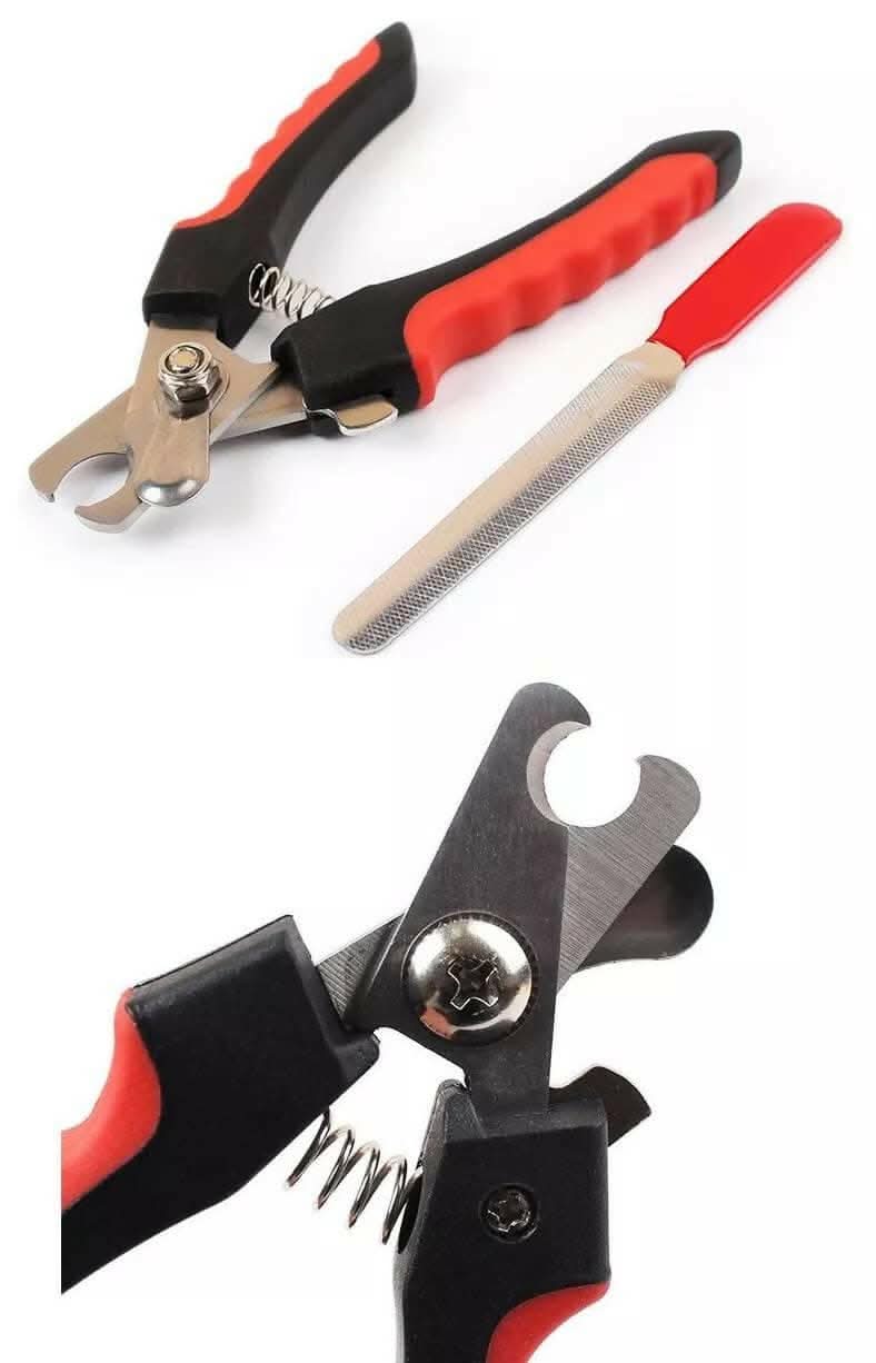PetGains PGP Stainless Steel Cat and Dog Safety Nail Clippers (Red and Silver)
