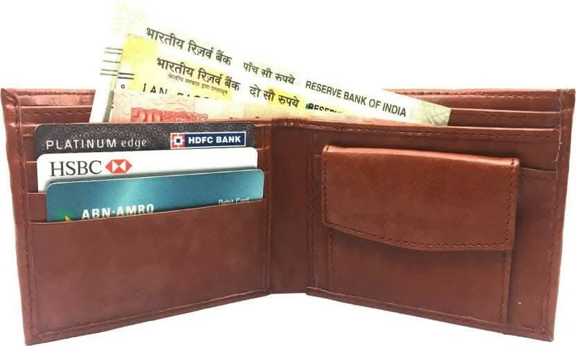Men Tan Artificial Leather Wallet (5 Card Slots)