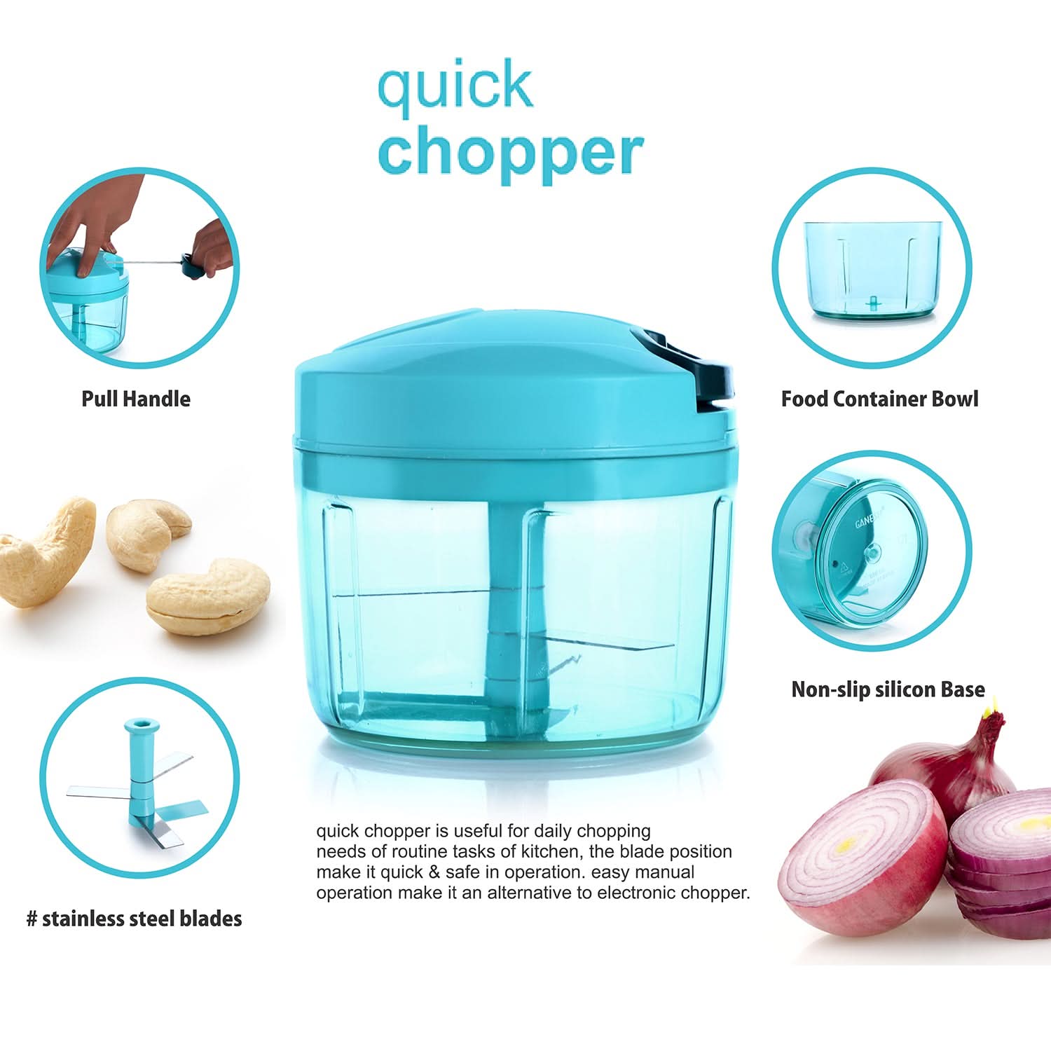 Ganesh Quick Vegetable Chopper – Efficient 725ml Kitchen Tool