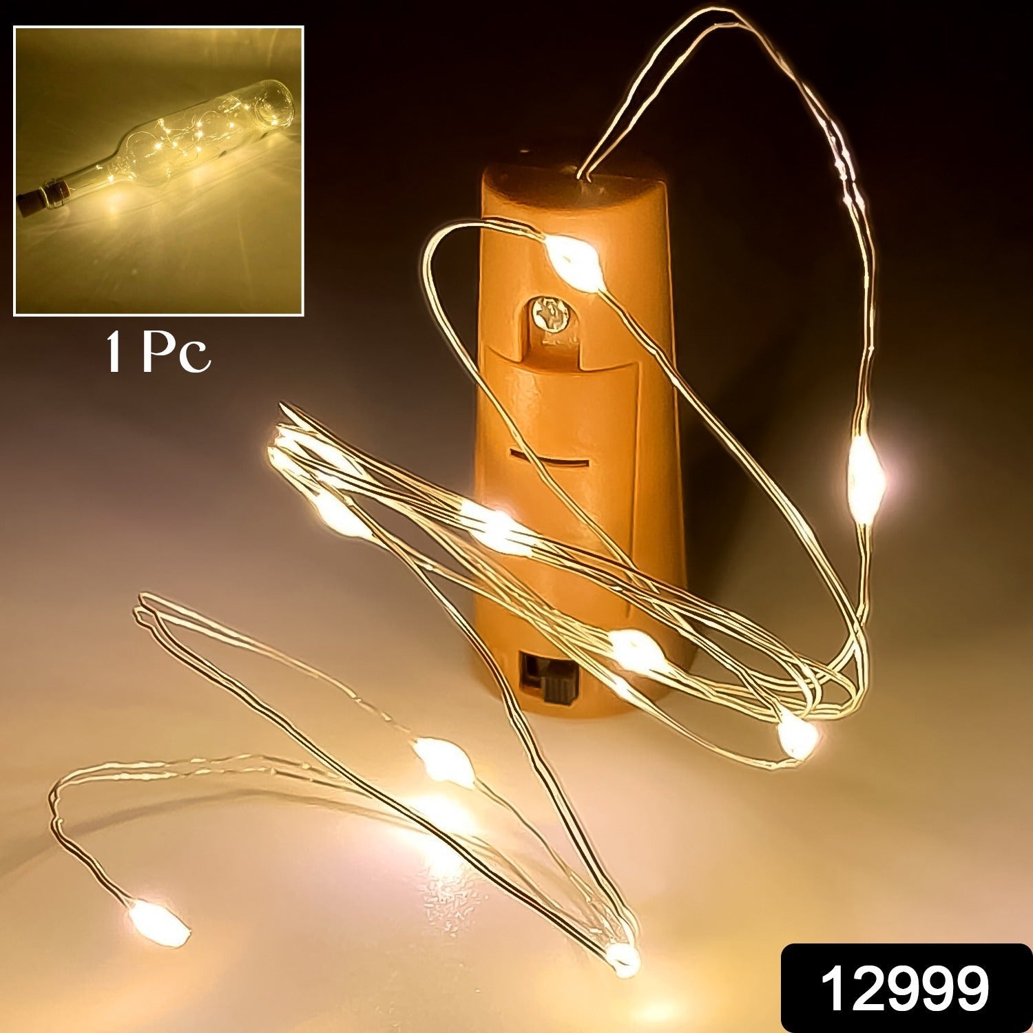 Wine Bottle Cork LED String Light – 2M Cable, Battery Operated, Warm White (1 Pc)