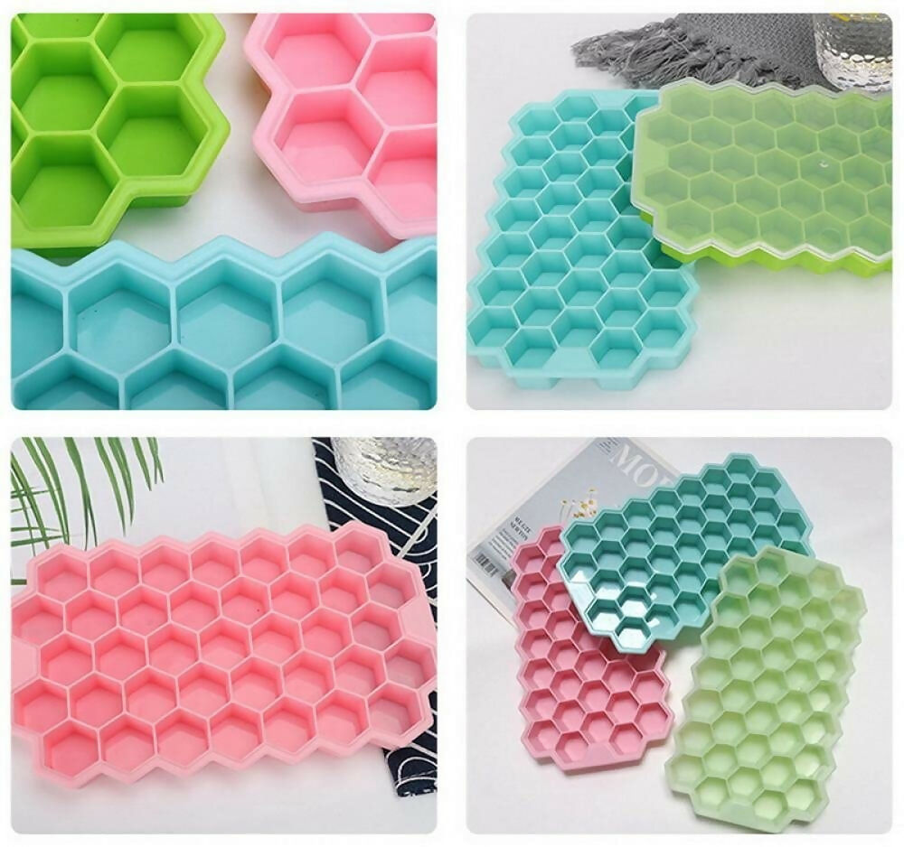 Stackable Silicone Ice Cube Tray With Mold Easy Release (Multicolours)