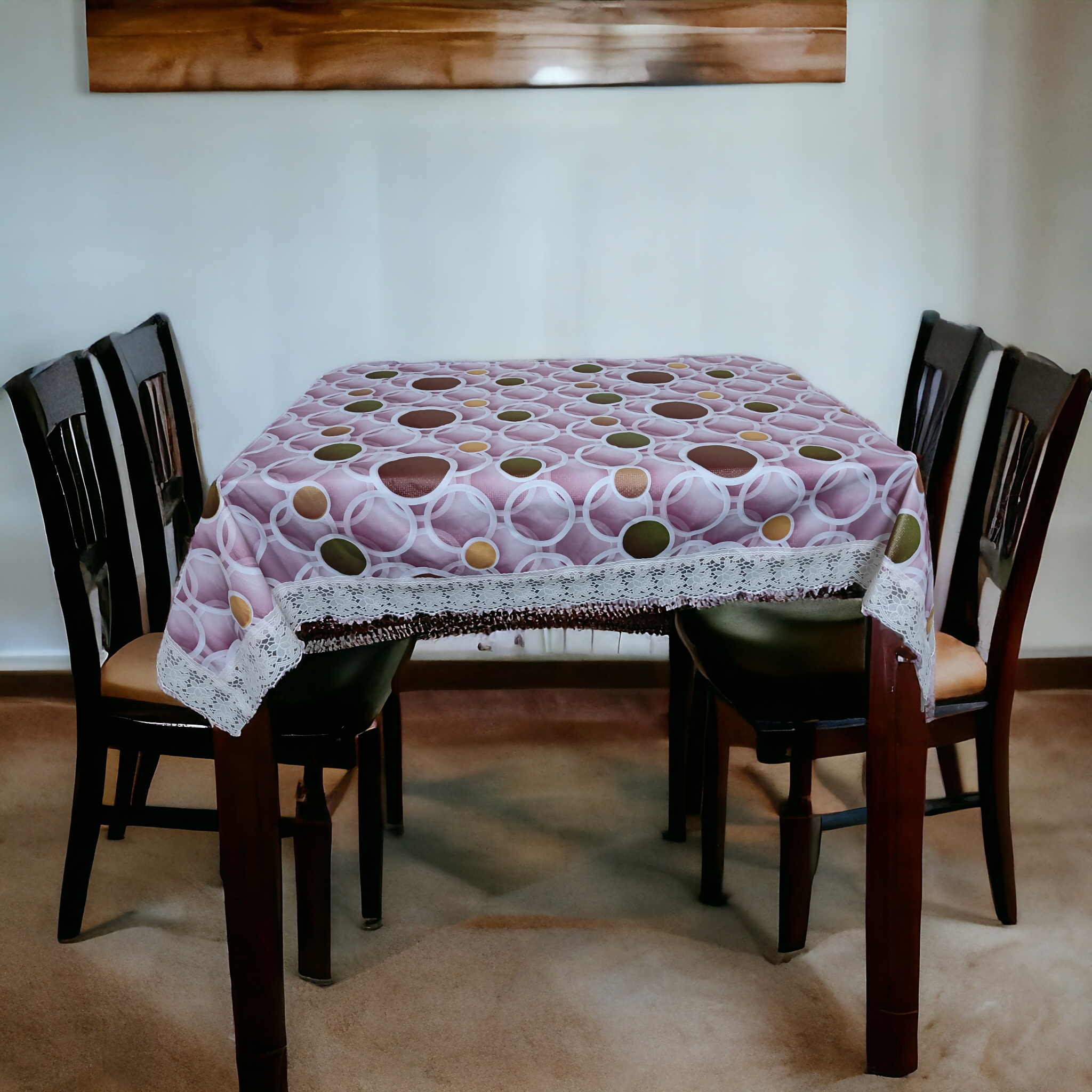 Mopak Decor 3D Printed Table Cover with Lace – Rectangular Dining and Centre Table Cloth