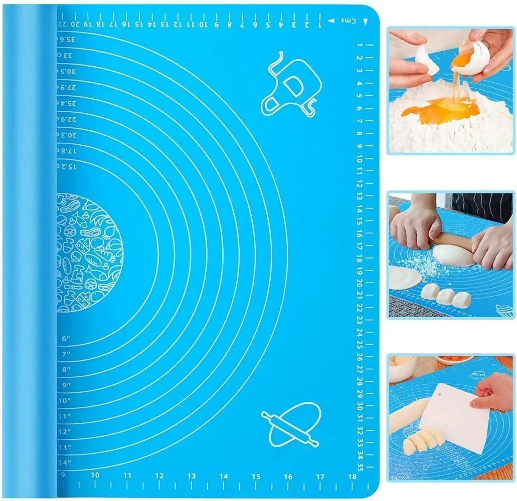 Silicone Non-Stick Atta Kneading & Baking Mat (50x40 cm, Multicolor)