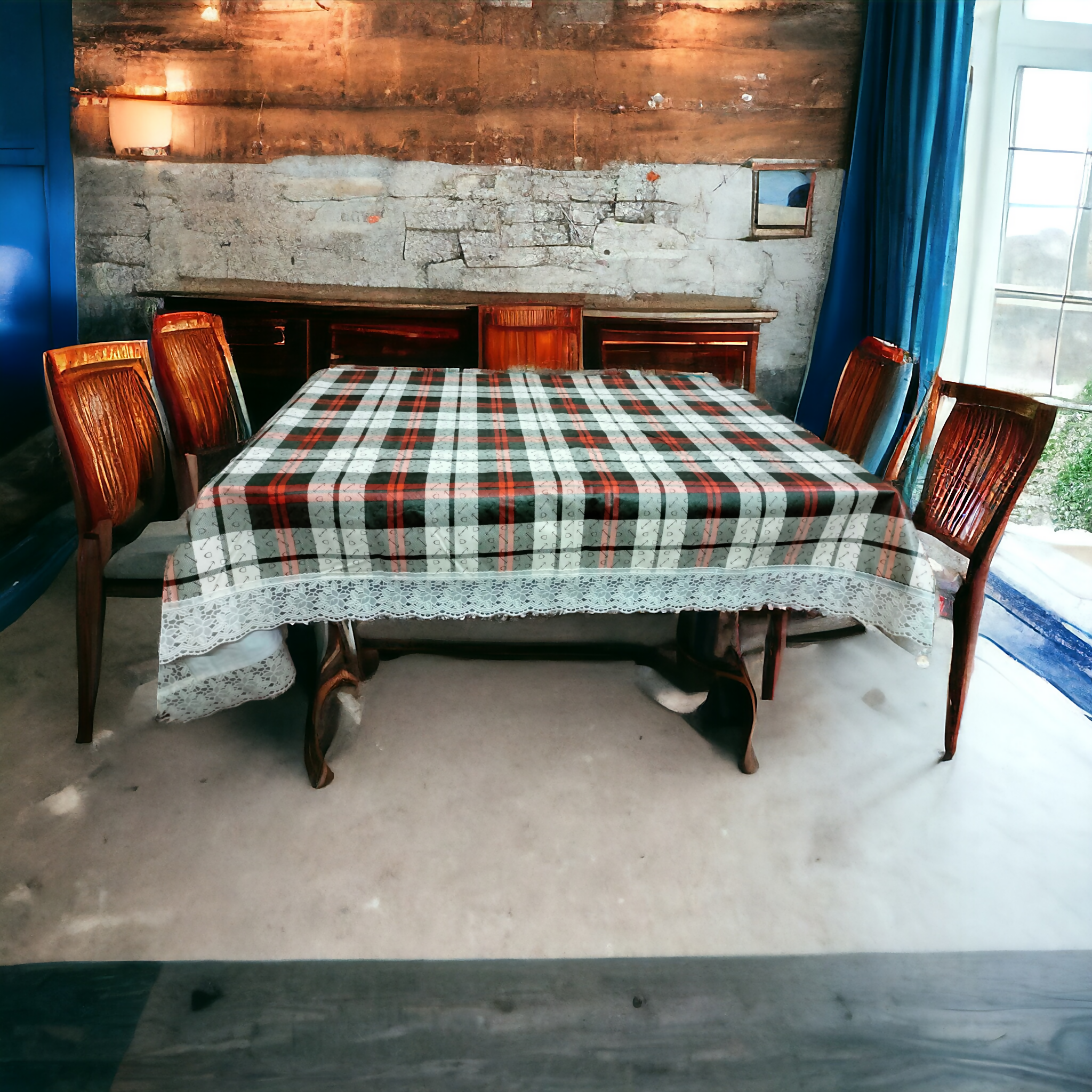 Mopak decor Table Cover 3D Medium Size 2 to 4 Seater 40*60 Classic Table Cover Printed Table Cover with Lace Centre Table Cover Rectangular Table Cover Dining table cover