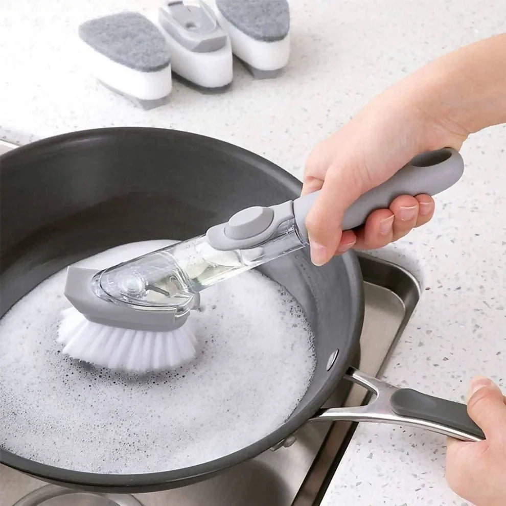Automatic Liquid Dispenser Dish Brush Scrubber