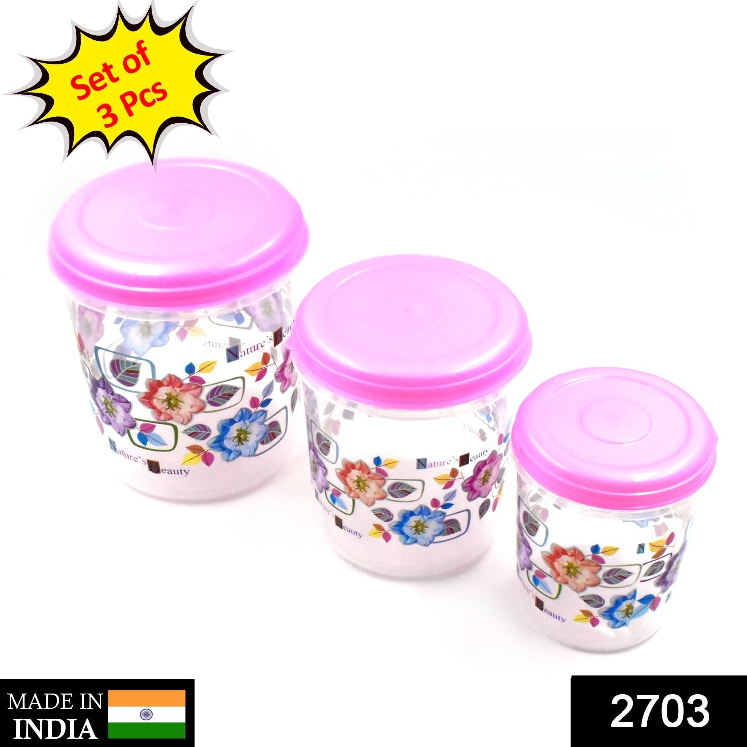 3 Pc Plastic Storage Container Set – 1000ml, 2000ml, 3000ml