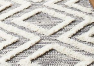 Anti-Slip Bedside Runner Striped Cotton Rug for Bedroom & Living Room (Grey Tufting)