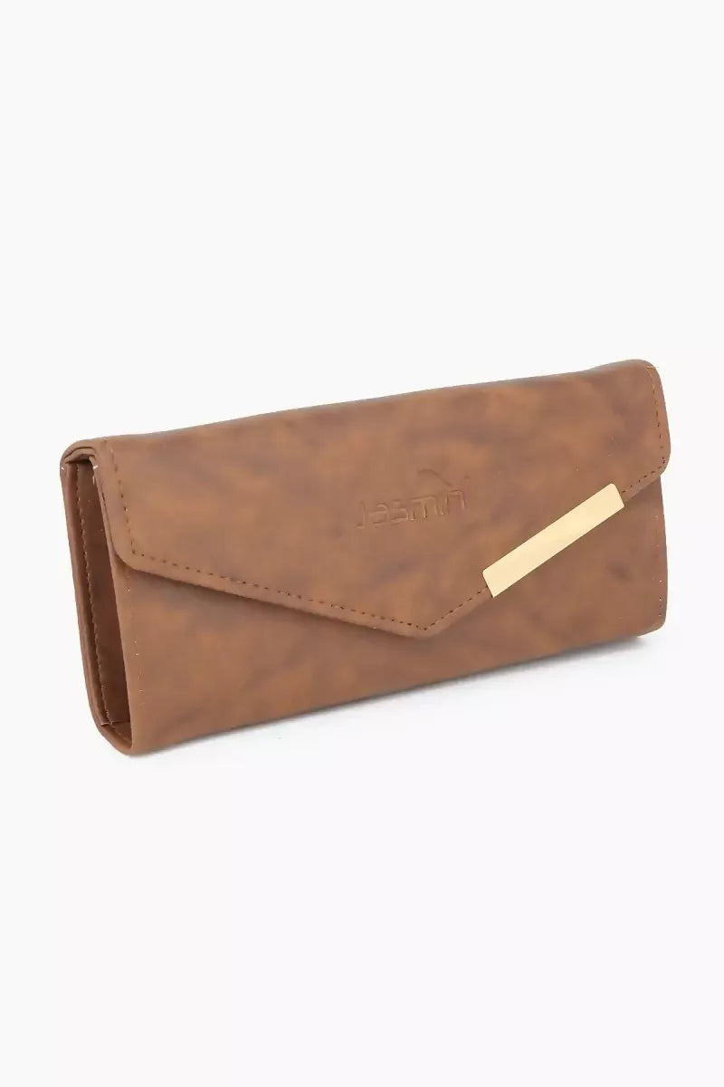 Faux Leather Solid Casual Purse for Women - Dark Brown
