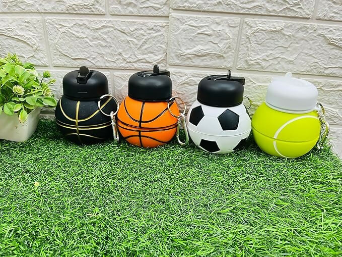 Football Design Silicone Water Bottle (Random Color) - 500ml