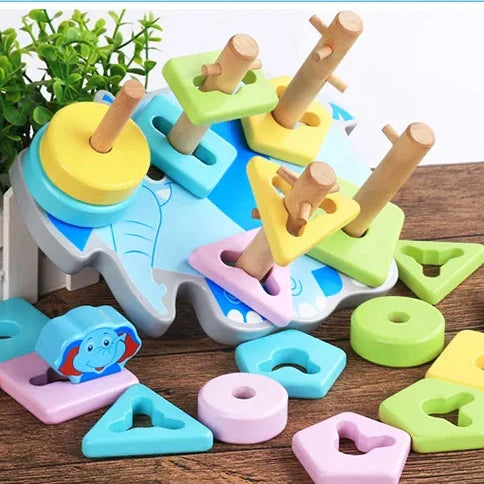 Elephant Shape Matching Building Blocks Toy