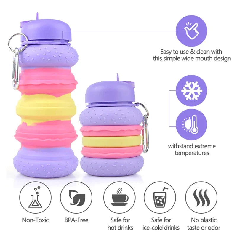 Silicon Burger Collapsible Water Bottle -600ml