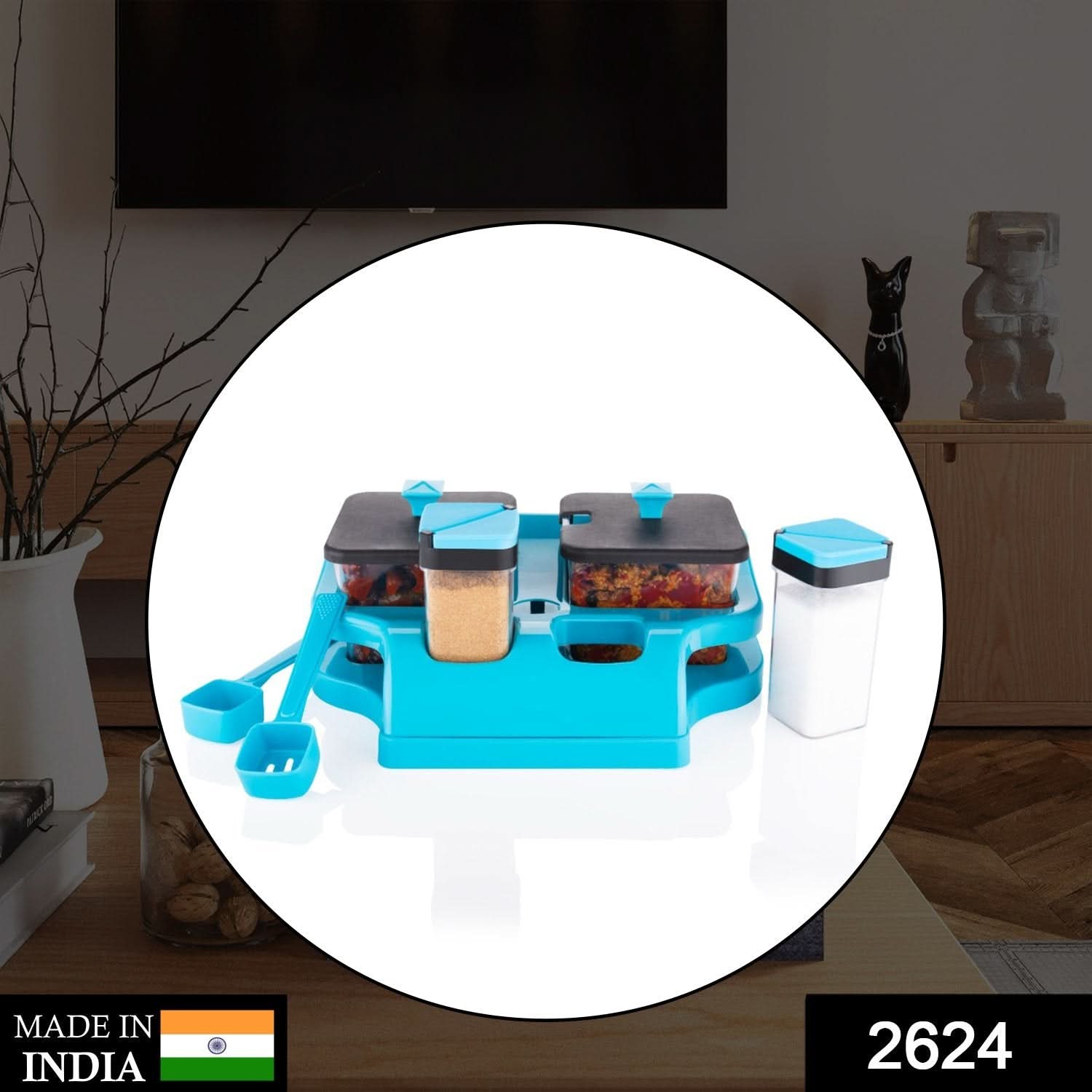 Spice & Achar Jar Set with Tray – 4 Pcs