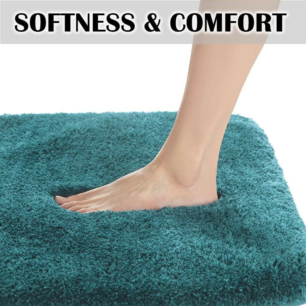 AaHo Water Absorbent Floor Mat Anti-Slip Microfiber Rug for Bathroom & More (Teal)