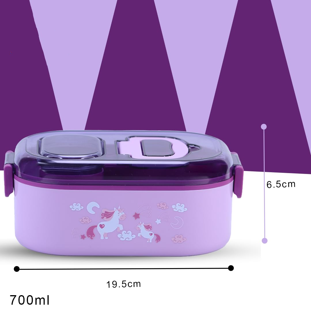 Unicorn Theme Stainless Steel Lunch Box with Free Complimentary Gift