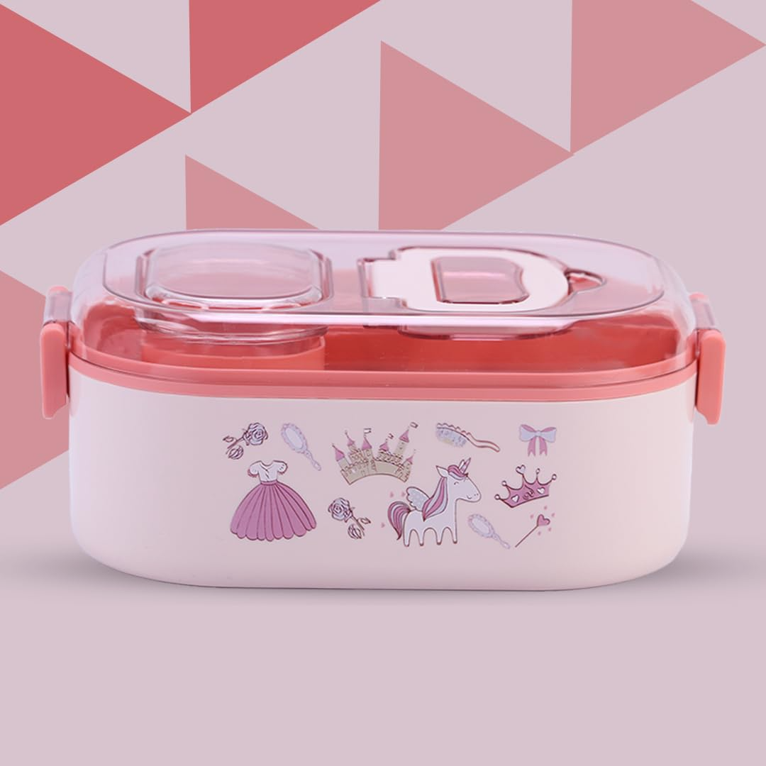 Unicorn Theme Stainless Steel Lunch Box with Free Complimentary Gift
