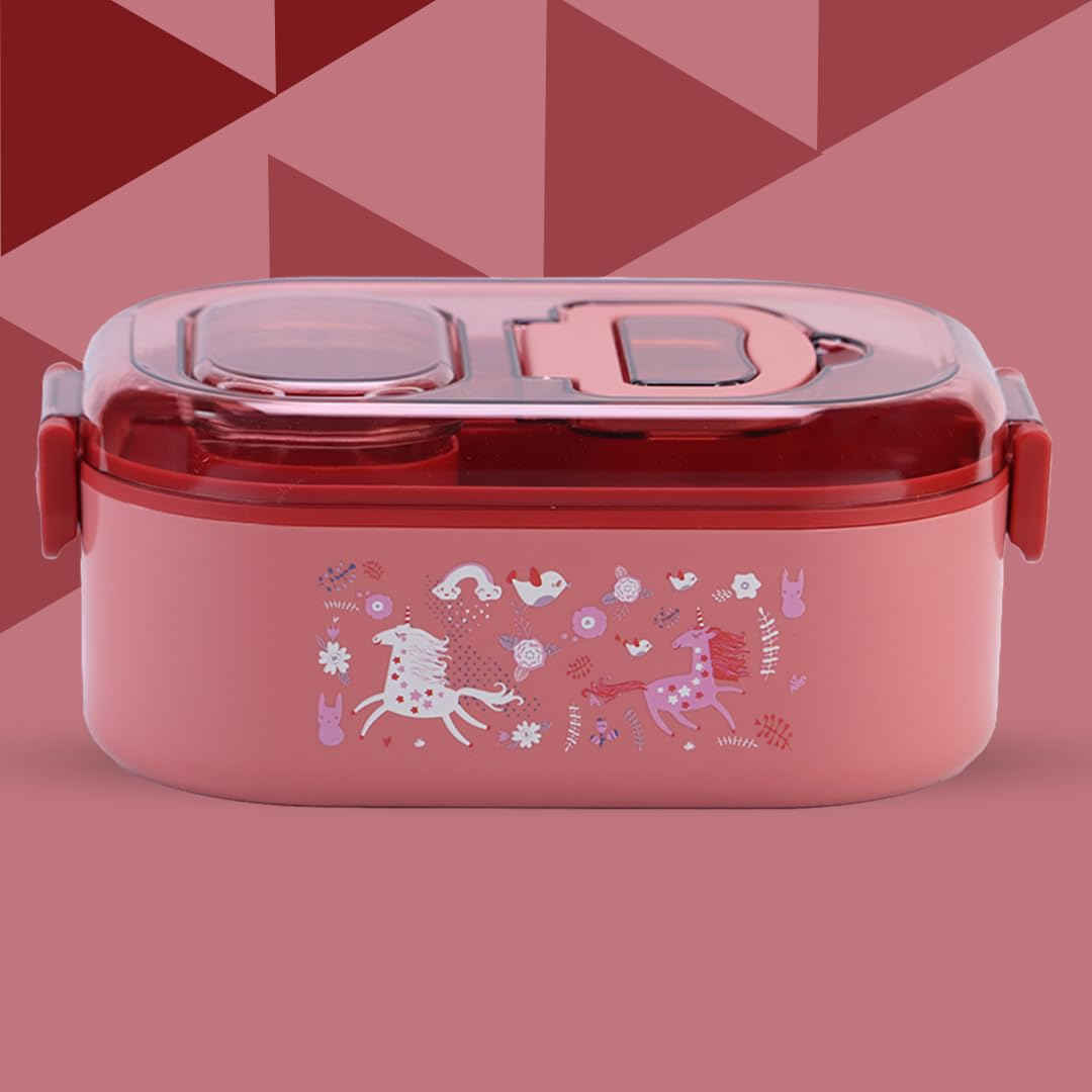 Unicorn Theme Stainless Steel Lunch Box with Free Complimentary Gift