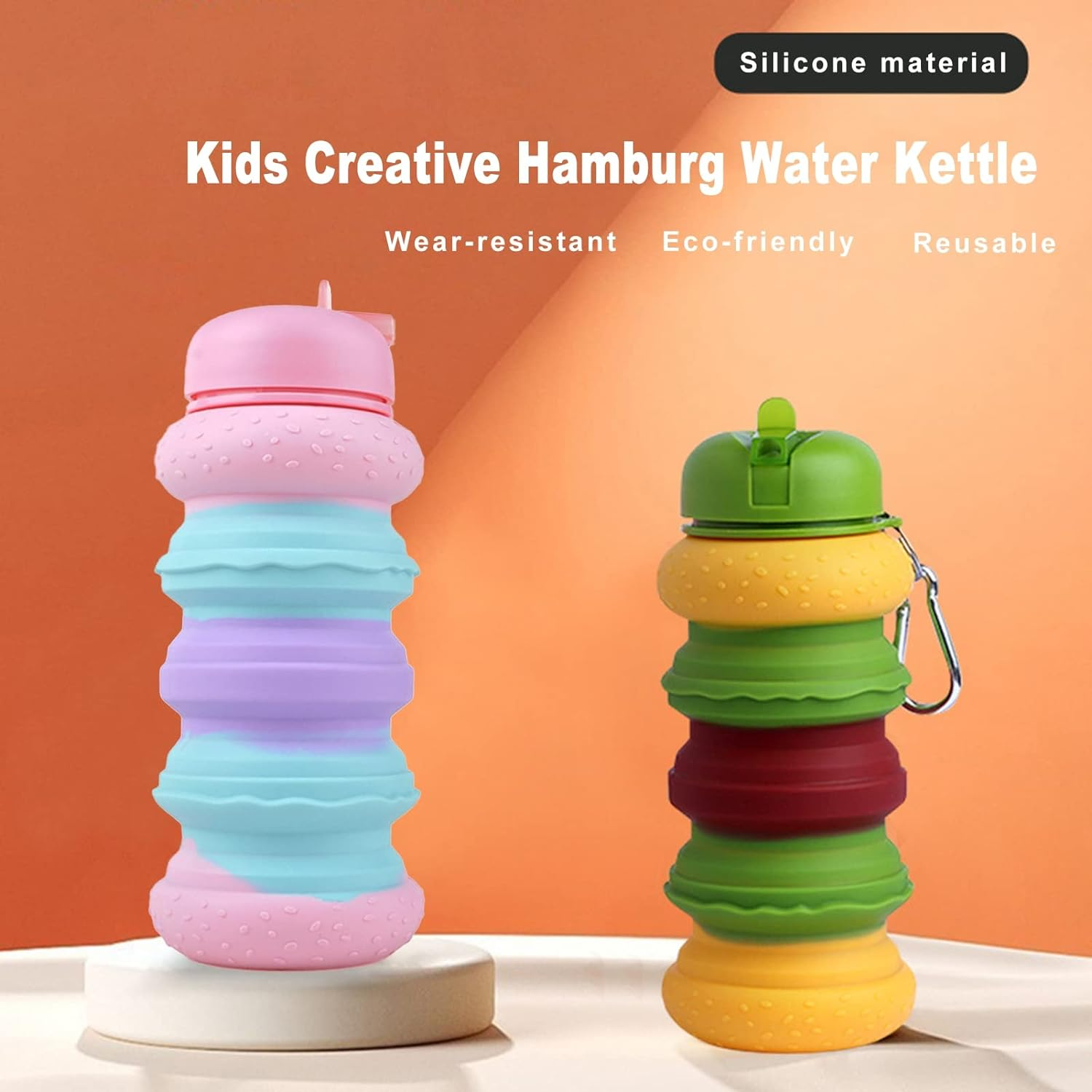 Silicon Burger Collapsible Water Bottle -600ml