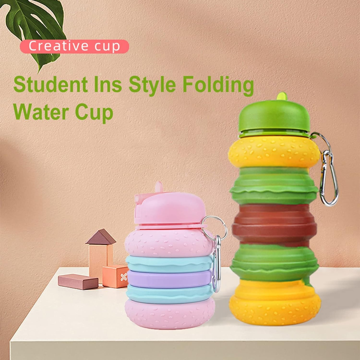 Silicon Burger Collapsible Water Bottle -600ml