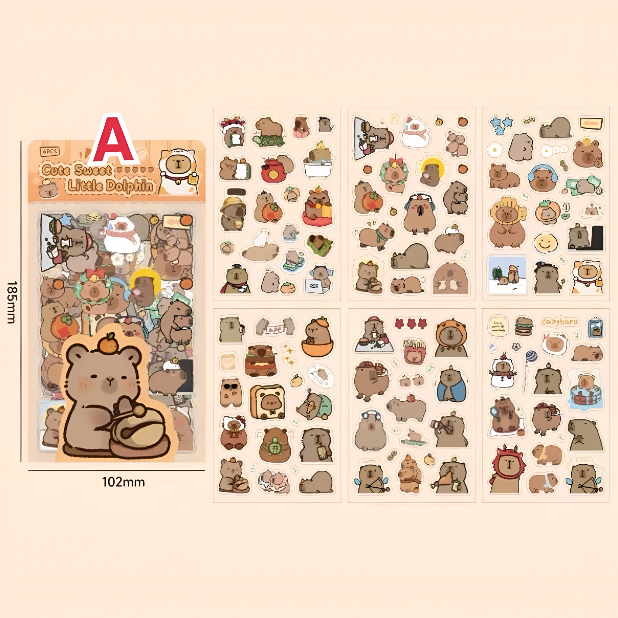 Capybara Vibes Only Sticker Pack of 6 Sheets