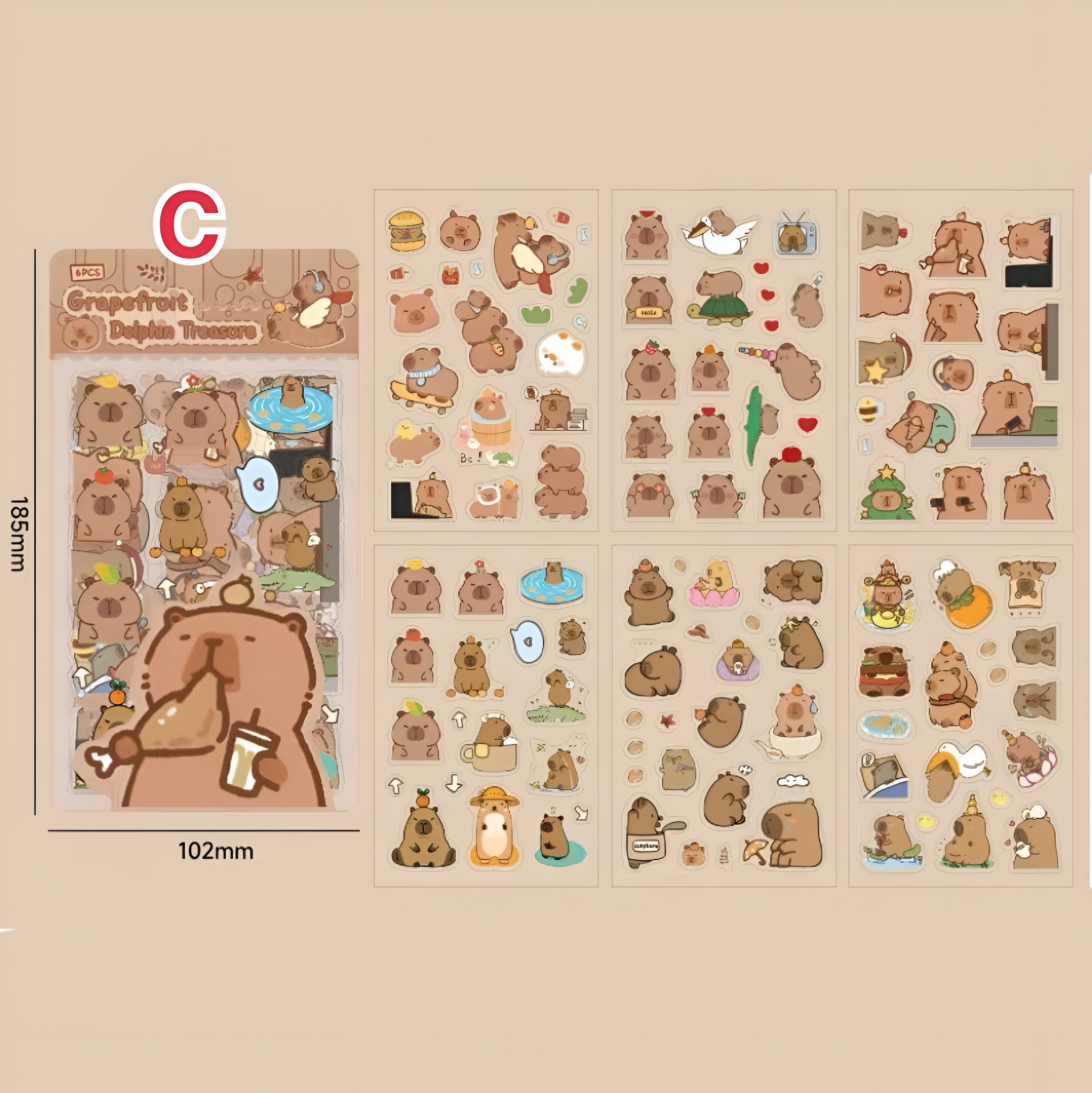 Capybara Vibes Only Sticker Pack of 6 Sheets