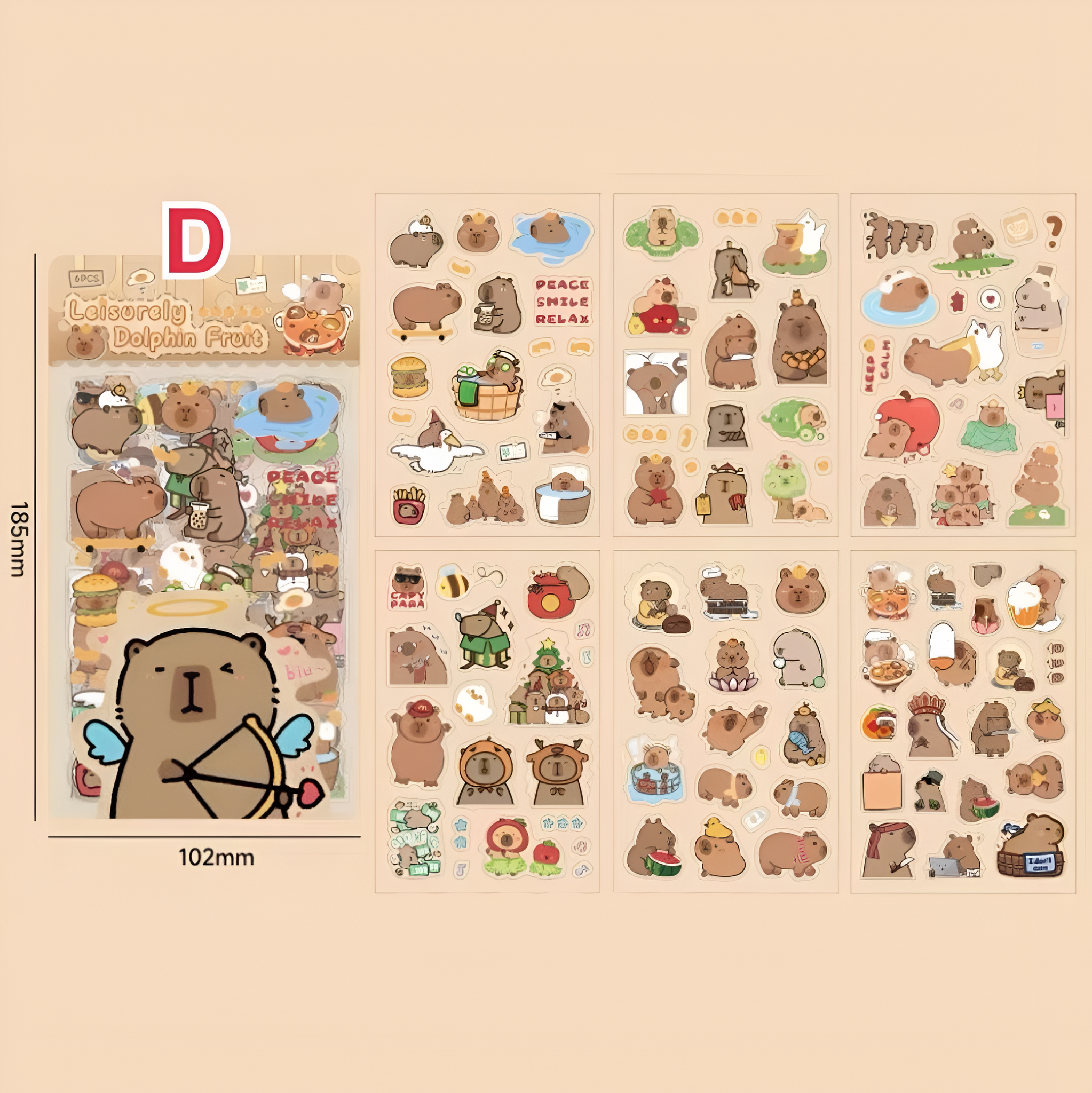 Capybara Vibes Only Sticker Pack of 6 Sheets