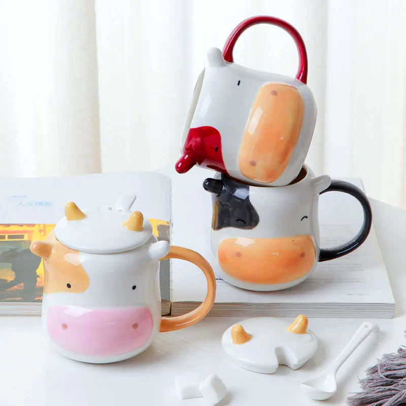 3D Cute Cow Ceramic Mug