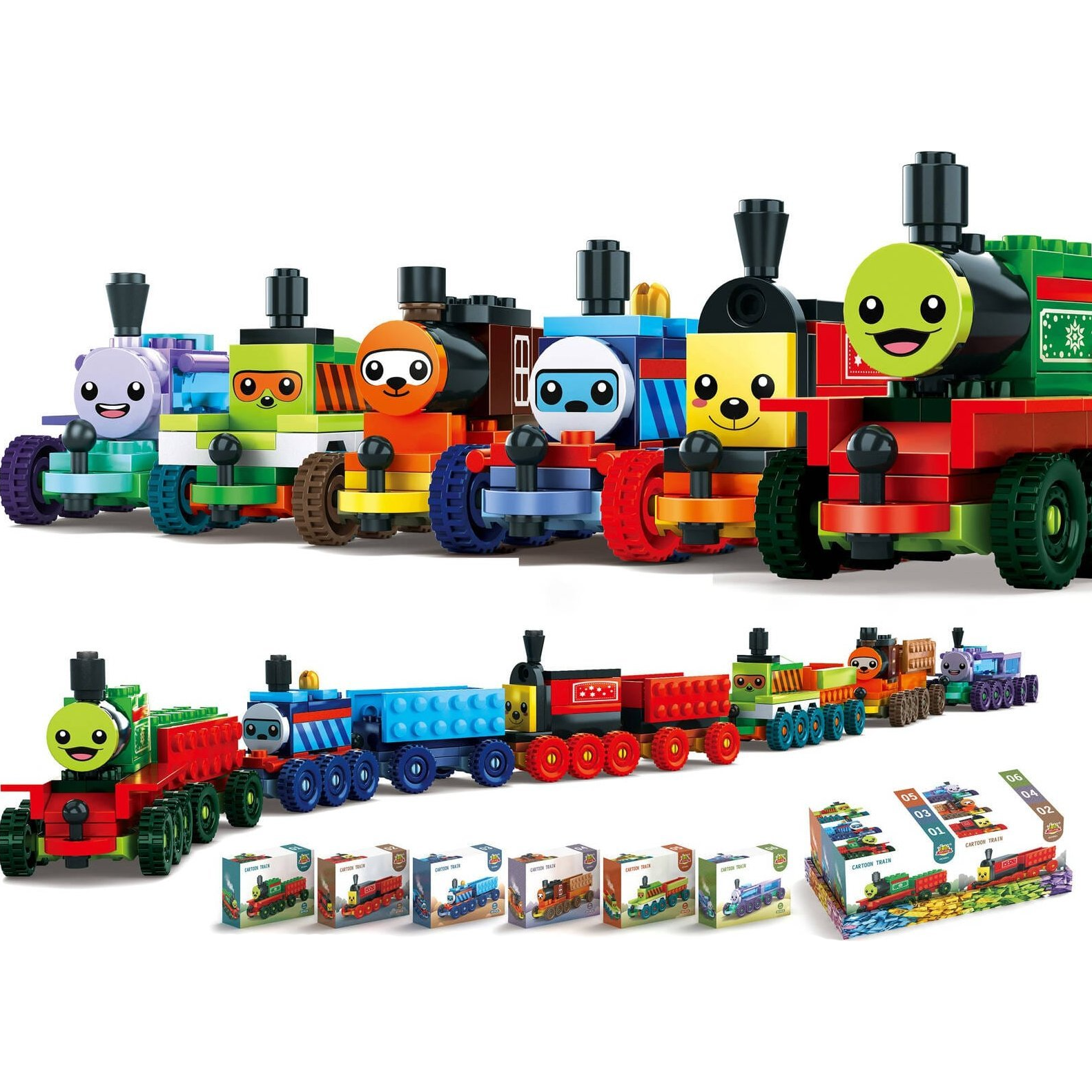 Cartoon Train DIY Building Block Toy