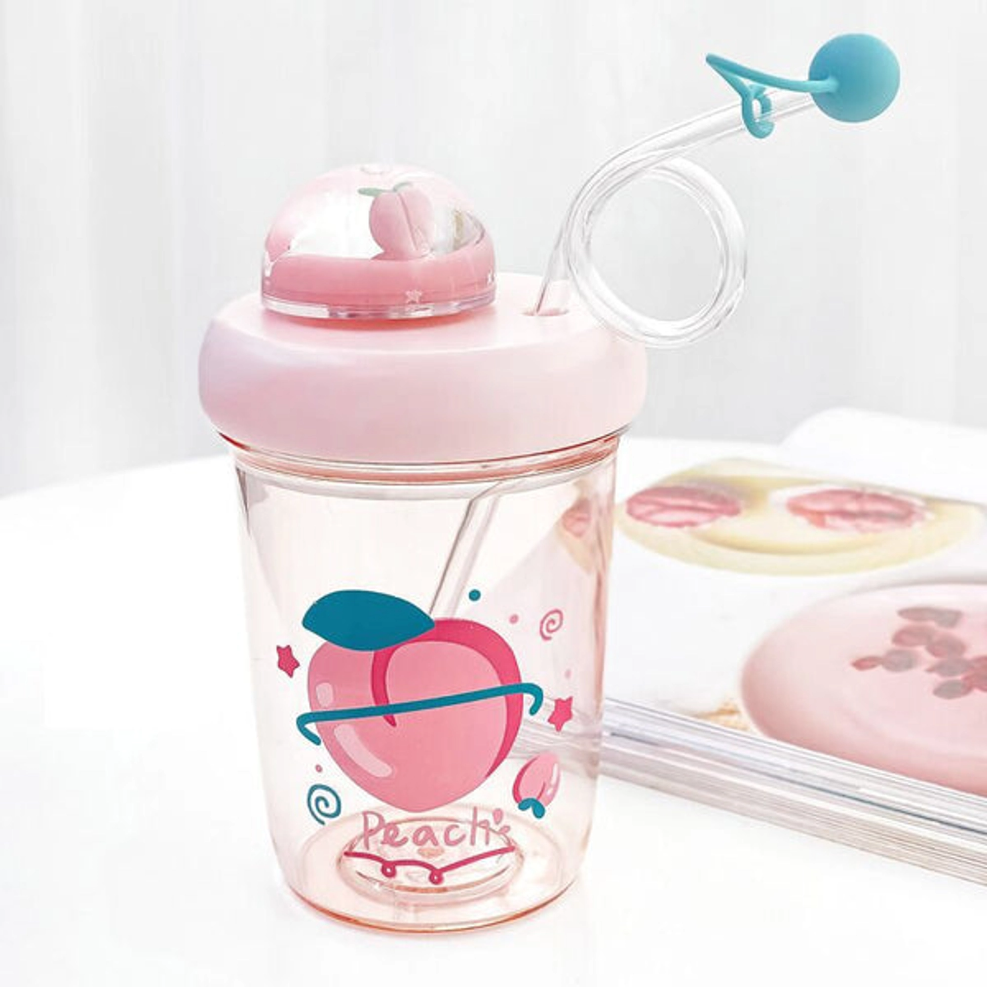 Adorably Fruit Themed ! 390mL Water Bottle/Cup with Straw
