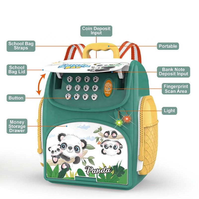 Electric Panda School Bag Piggy Bank/Money Box