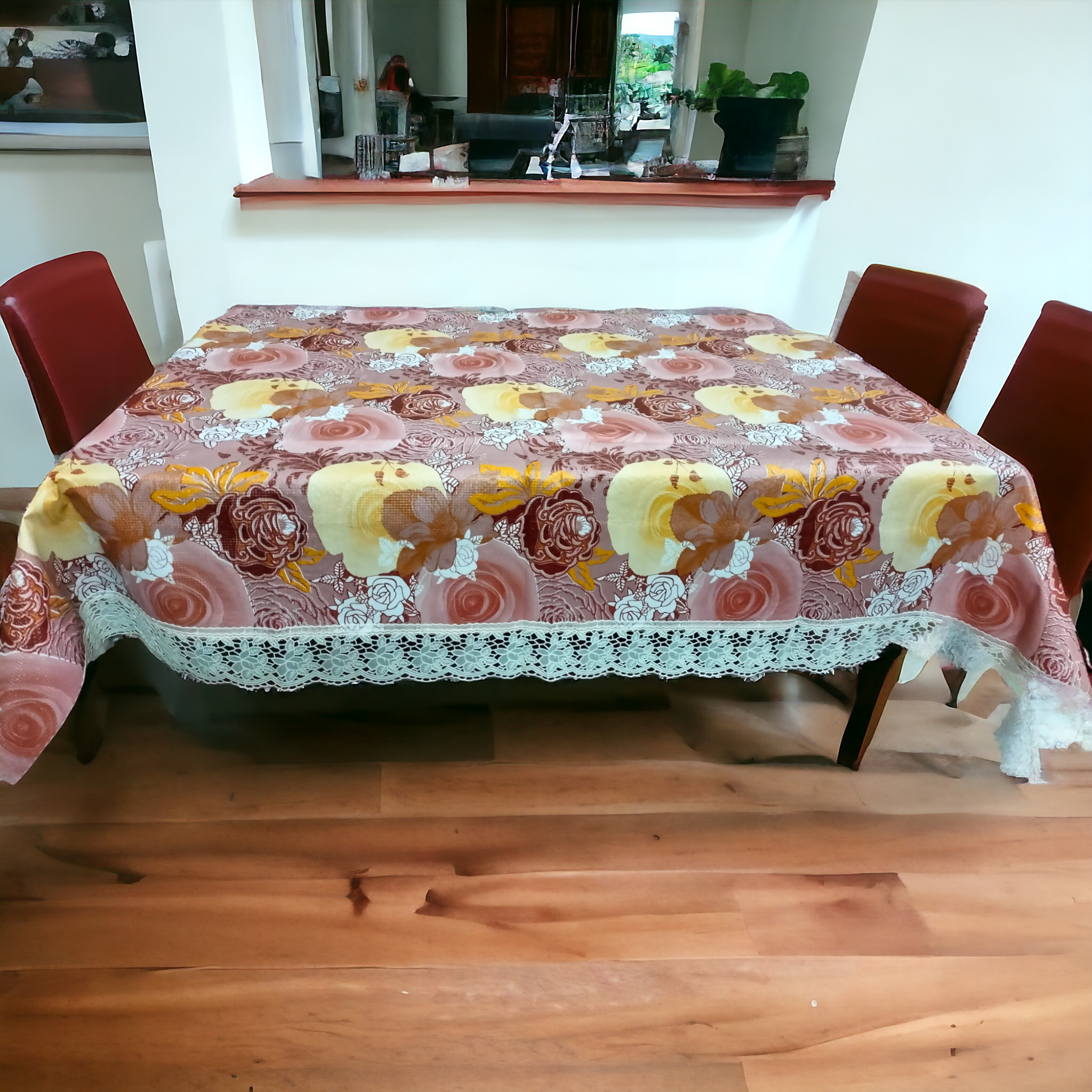 Mopak Classic Table Cover with Lace – 2–4 Seater (40*60 inches)