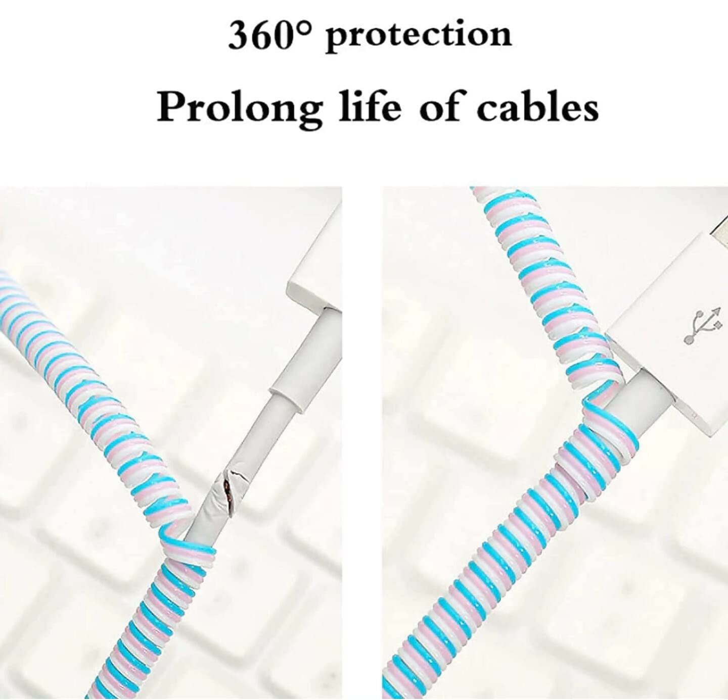 Spiral Triple Colors Cable Cord Protectors Sleeve Winders (1Pcs, Multi Color) – 2M