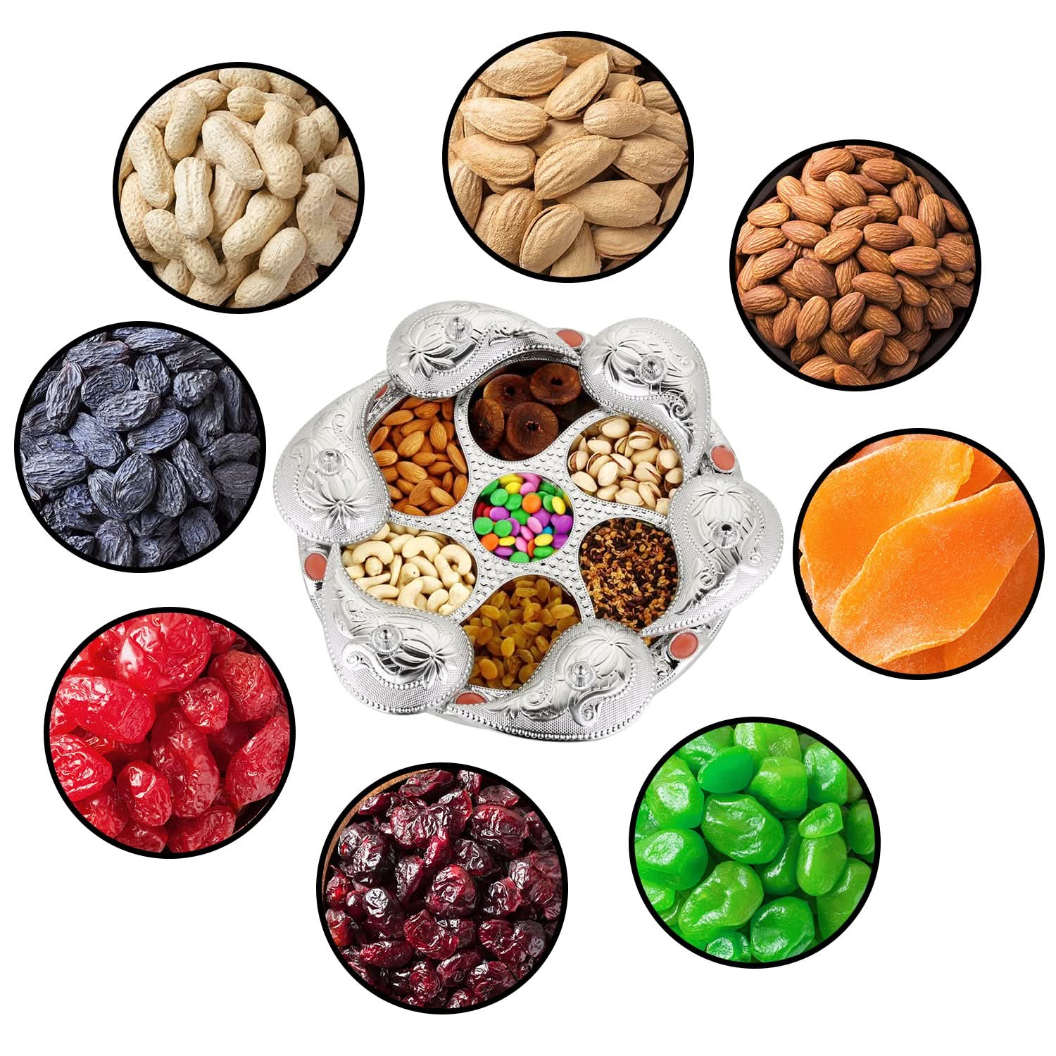 7-Compartment Rotating Dry Fruit & Snack Box