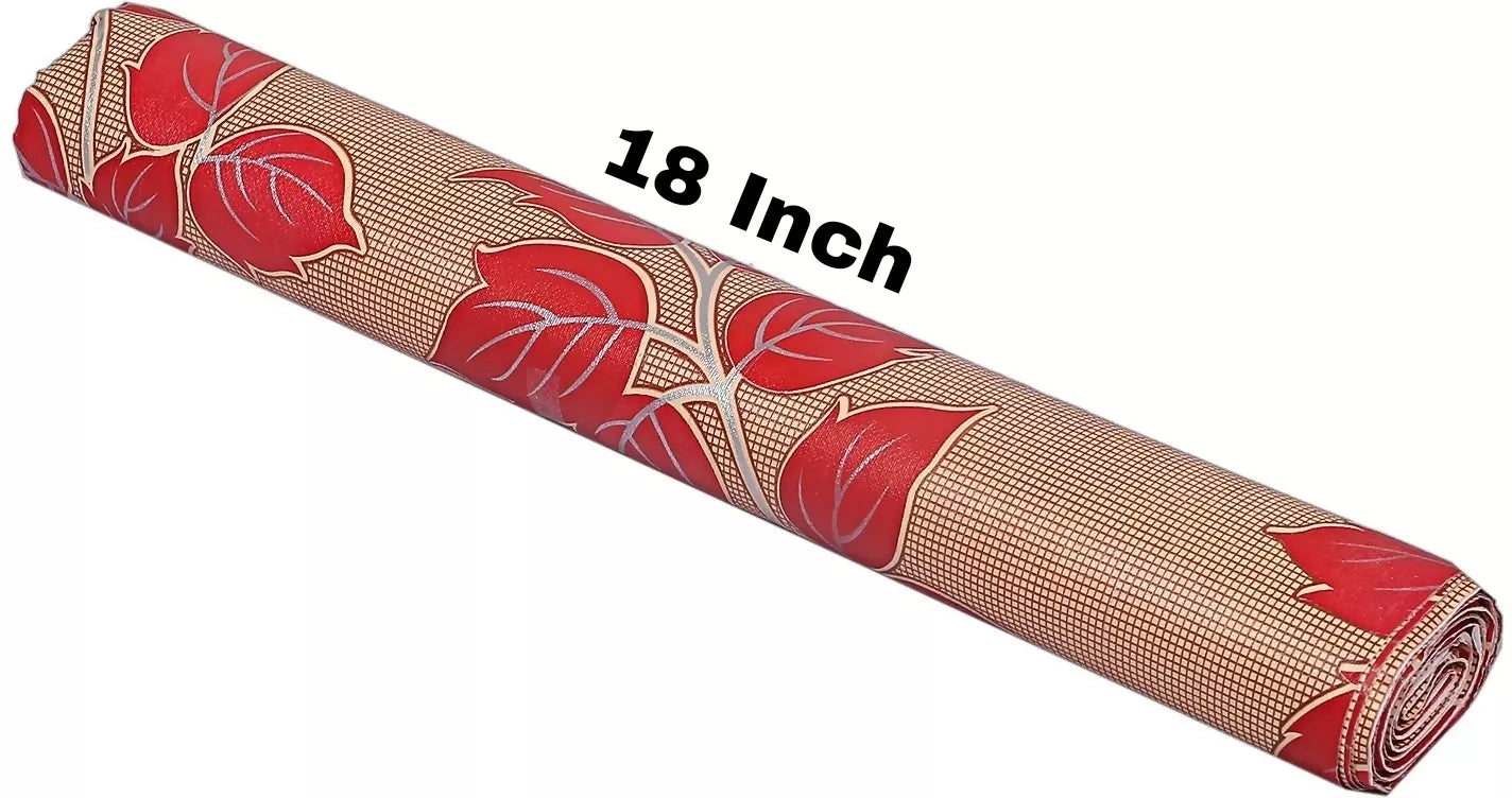 Mopak Decor ShelfLiner used for Wardrobe kitchen cabinet Drawer Slab Roll (Brown Red Leaf)