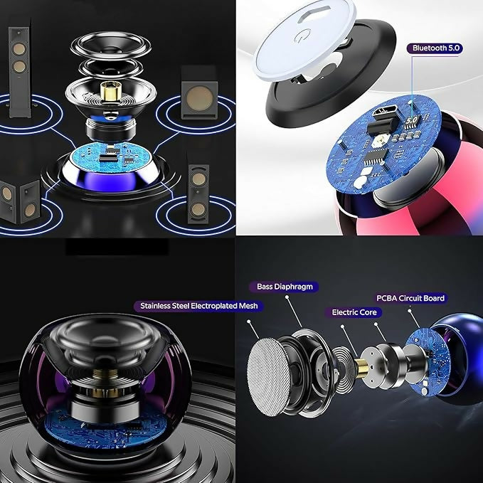 4D Portable Bluetooth Speaker with Electroplated Steel Design