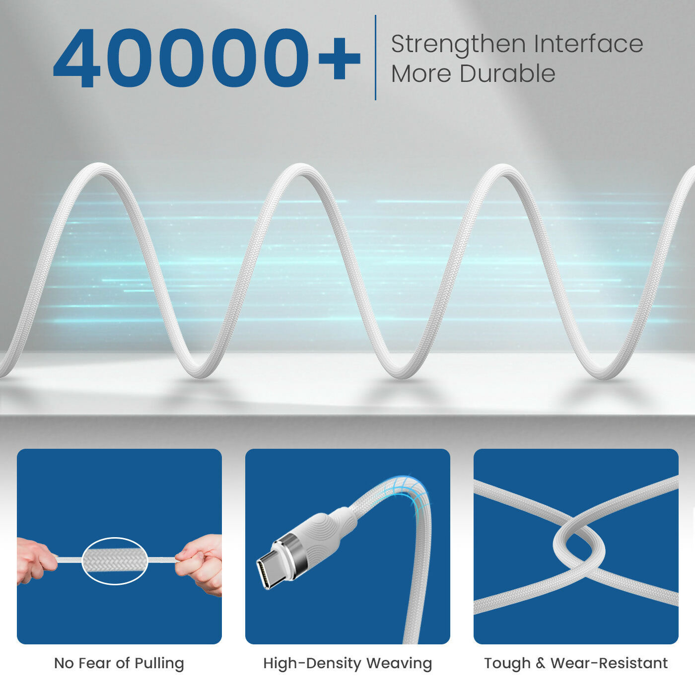 Portronics maglink C Square 60W Magnetic USB-C to USB-C Charging & Data Cable (1 Meter)
