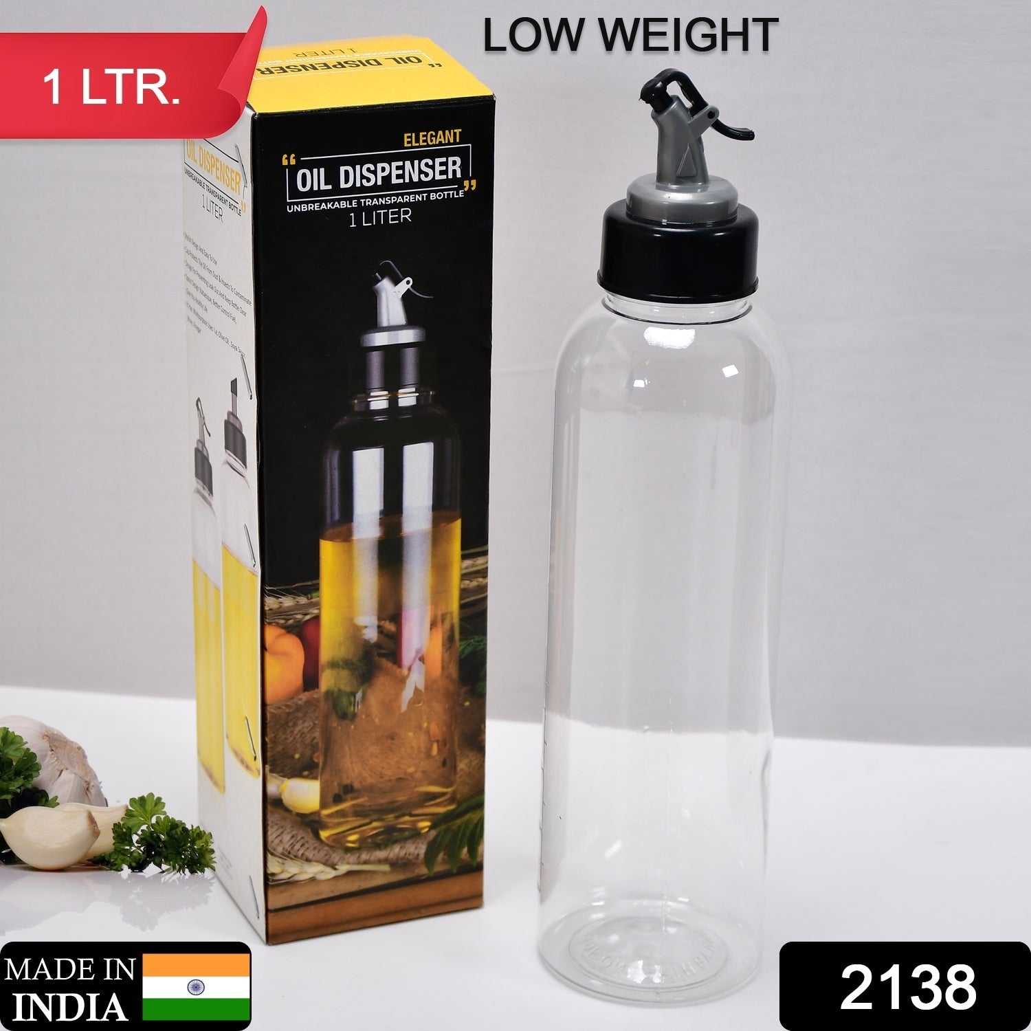 1L Oil Dispenser with Lid & Drip-Free Spout (Plastic)