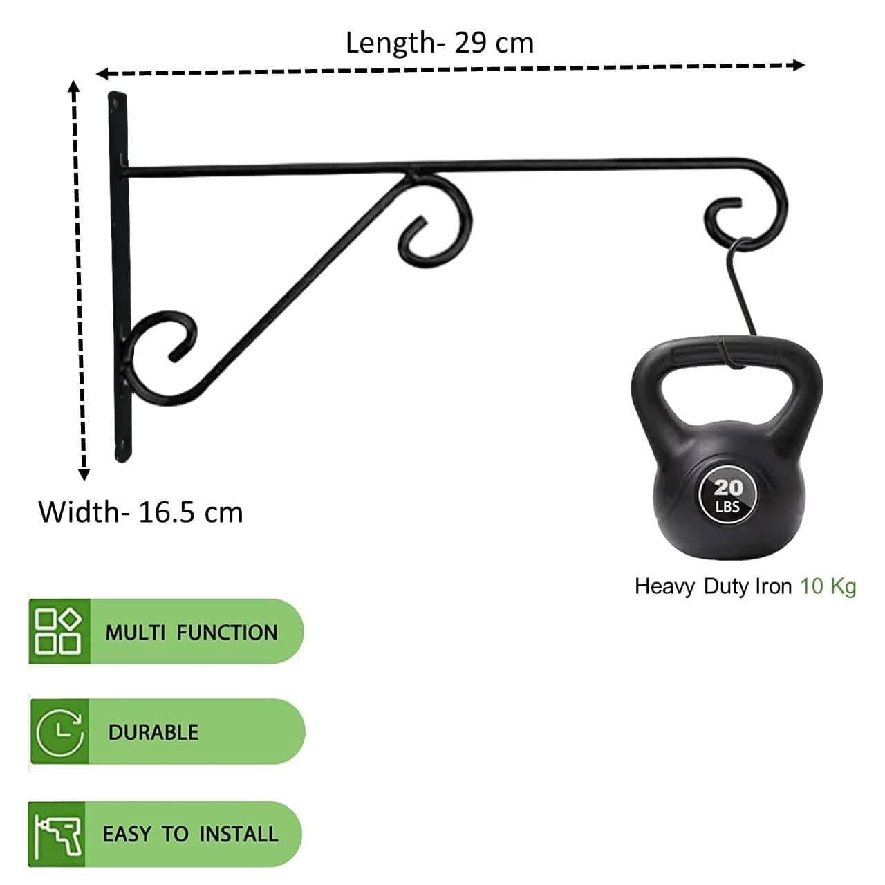 Ecofynd Metal Wall Hook (Black, Pack of 2)