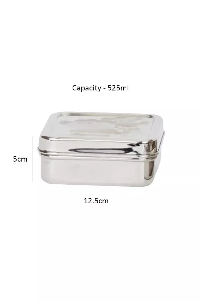 Zion Stainless Steel Doraemon Printed Square Lunch Box - 525 ml